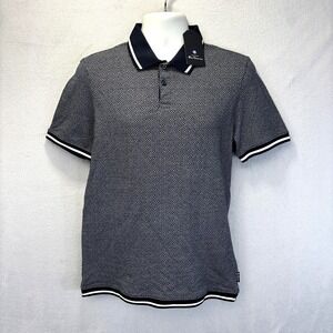 NWT Ben Sherman The Original Polo Shirt Mens Small Navy Blue Geometric Knit $79